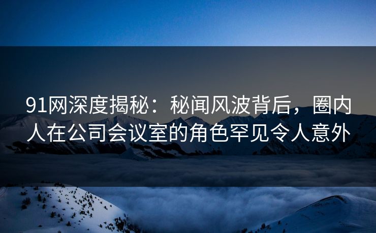 91网深度揭秘：秘闻风波背后，圈内人在公司会议室的角色罕见令人意外