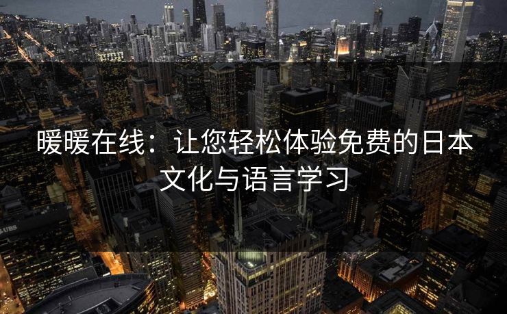 暖暖在线：让您轻松体验免费的日本文化与语言学习