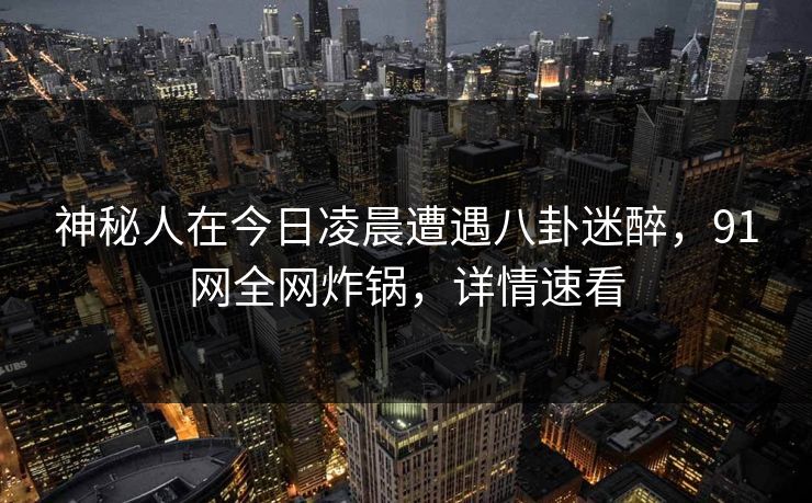 神秘人在今日凌晨遭遇八卦迷醉，91网全网炸锅，详情速看