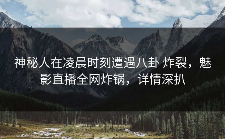 神秘人在凌晨时刻遭遇八卦 炸裂，魅影直播全网炸锅，详情深扒