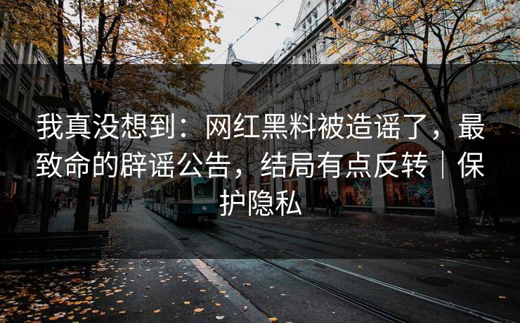 我真没想到：网红黑料被造谣了，最致命的辟谣公告，结局有点反转｜保护隐私