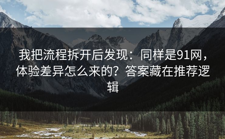 我把流程拆开后发现：同样是91网，体验差异怎么来的？答案藏在推荐逻辑